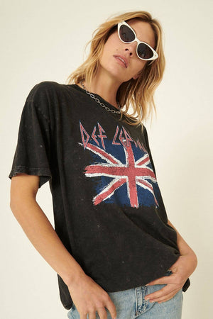 Exclusive Def Leppard Union Jack Distressed Graphic Tee
