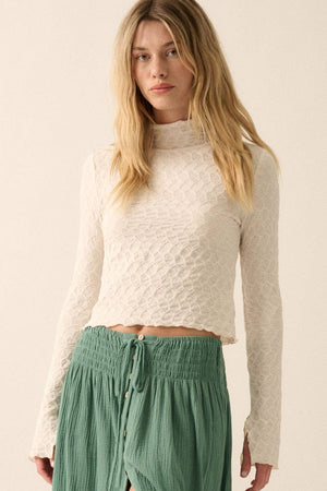 Geometric-Lace Knit Top