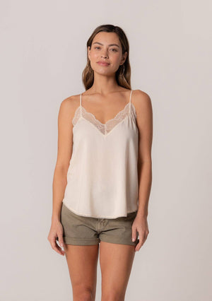Lovestitch Lace Trim Slip Cami: Vanilla