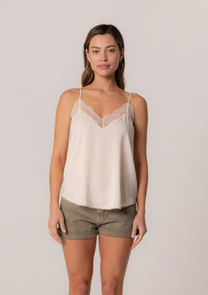 Lovestitch Lace Trim Slip Cami: Vanilla